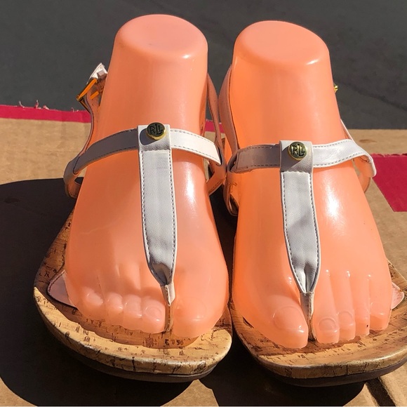 Ralph Lauren Kya Women’s White Thong Ankle Wrap Buckled Sandals Size 7B - Picture 4 of 13
